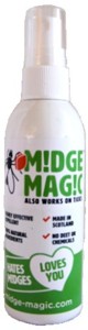  Natural midge repellent
 made with bog myrtle -
 it's traditionally Scottish 